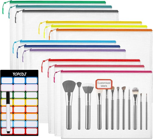 12pcs Mesh Zipper Pouch Bags, A5 Puzzle Bag (12 Colors, 12 Packs) for Organizing, Classroom Must Have Storage Bag, Board Games and Office Supplies