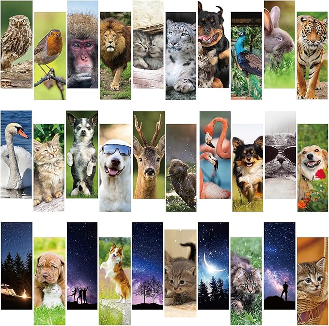 120 Pieces Bookmarks for Kids Set Book Marks Gifts for Kids Inspirational Motivational Paper Bookmark Pack for Book Lovers Adults Teacher Women Funny Reading Gift (Vivid Animal)