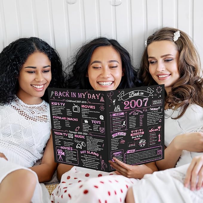 18th Birthday Card for Girls Her, Jumbo 3D Pop Up Sweet 18th Birthday Gifts Cards, Back In 2007 Happy 18 Year Old Birthday Decorations Cards Card for Daughter Granddaughter, Rose Gold