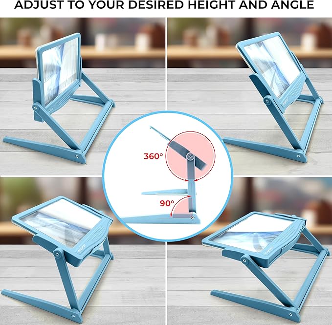 MAGNIPROS 5X Large LED Hands-Free Full Page Magnifying Glass with Detachable Stand & 3 Stepless Color Modes to Reduce Eye Strain, Ideal for Reading Small Prints, Crafting, Low Vision & Seniors