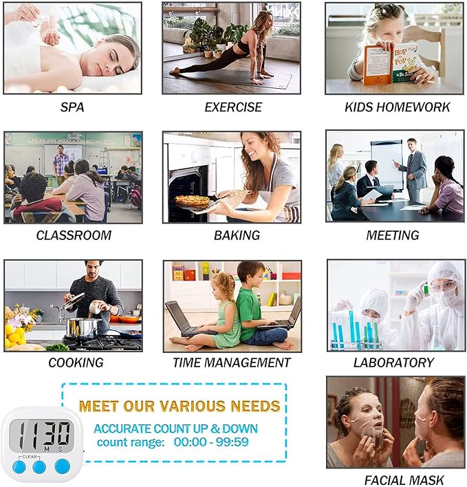 2 Pack Classroom Timers for Teachers Kids Large Magnetic Digital Timer Green White