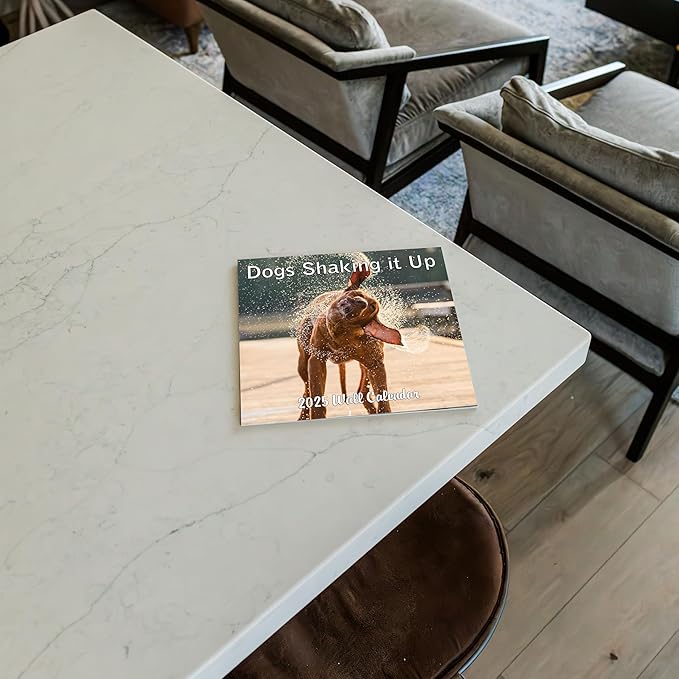 2025 Dogs Shaking it Up Monthly Wall Calendar - Dogs Making Funny Faces while Shaking Dry | 12" x 24" | Thick Sturdy Paper | Dog Calendar 2025