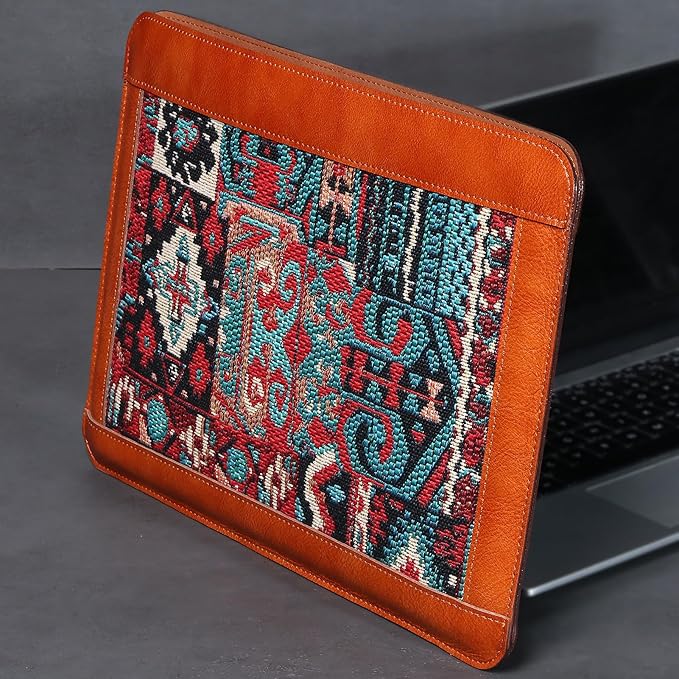 15 Inch Laptop Sleeve for MacBook Air 15 M3 Laptop Case,Genuine LeatherLaptop Cover for MacBook Air 15 M2 (2023),Laptop Protective Pouch Compatible All 14 Inch Laptop,Brown