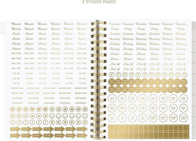 18 Month Hardbound Spiral Planner by Graphique, Jul. 2024 – Dec. 2025 Calendar, Weekly and Monthly Spreads, Page Tabs, Reminder Stickers, 6” x 8”