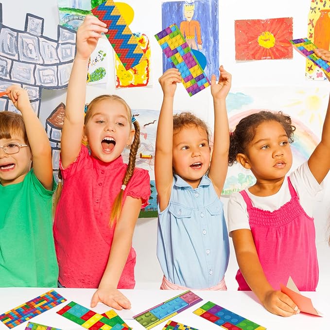 120 Pieces Bookmarks for Kids Set Book Marks Gifts for Kids Inspirational Motivational Paper Bookmark Pack for Book Lovers Adults Teacher Women Funny Reading Gift(Building Block)