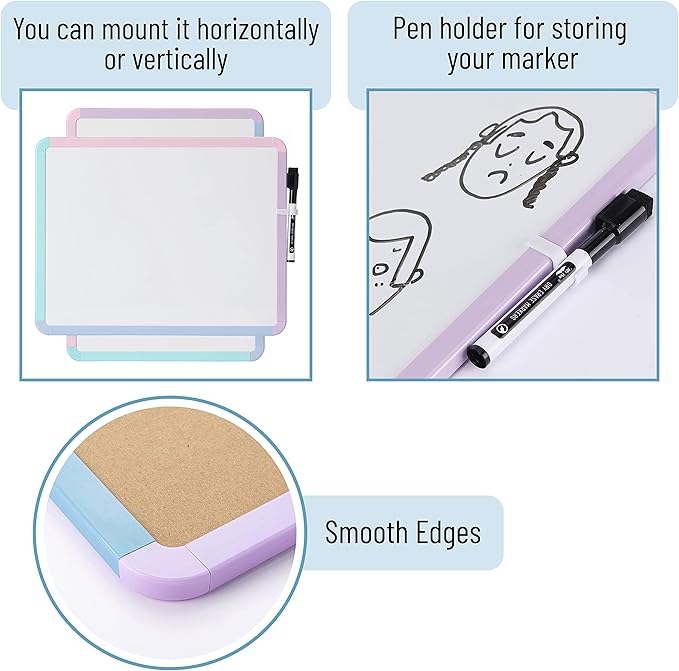 Mr. Pen- Dry Erase Board, 14' x 11', Black Dry Erase Marker, Colorful Frame, Mini White Board for Kids & Students