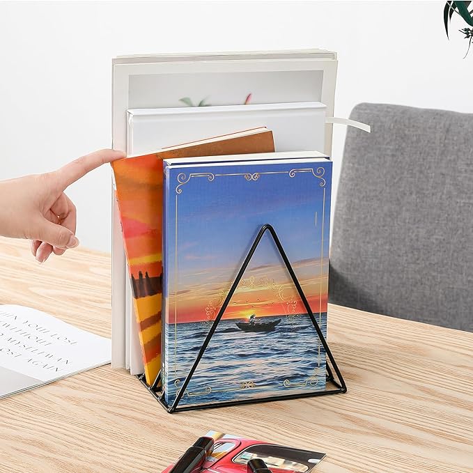 Goiio 1 Pcs Triangle File Holder, 5 Slot Metal Magazine Holder, for Office Home, Black