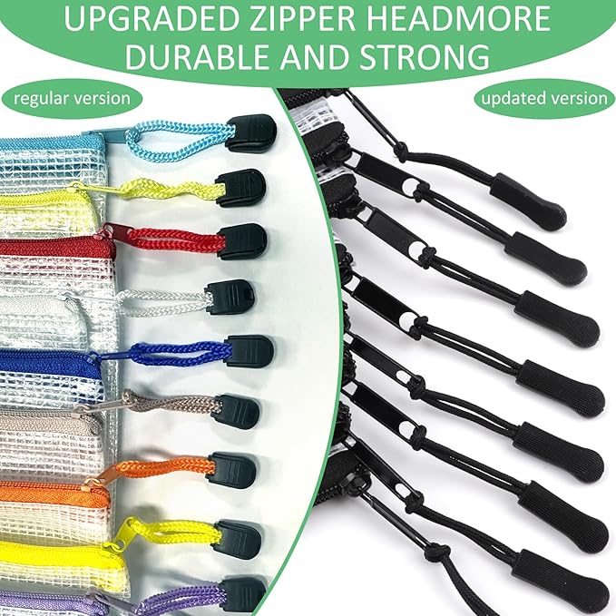 18 Pack 8 size Mesh zipper pouch bags, Zipper Bags with Label Pocket,File Bags for Classroom Organization,Zipper Pouches of office supplies,Puzzles, Board Game Storage