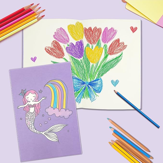 16 Pack Blank Books for Kids - 5.5"x 8.3", 60 Pages - Small Journals Bulk, Girls Notebooks for Drawing & Writing, Sketchbooks w/Colorful Soft Cover, Unlined Paper, A5 Travel Size