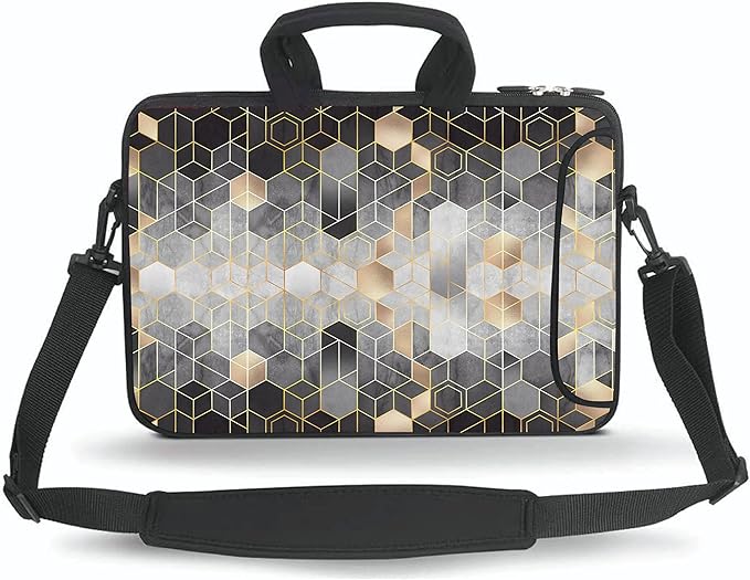 14 15 15.4 15.6 inch Messenger Bag Carrying Case Sleeve with Handle Accessory Pocket Fits 14 to 15-Inch Laptops/Notebook/Ebooks/Kids Tablet/Pad(Geometry)