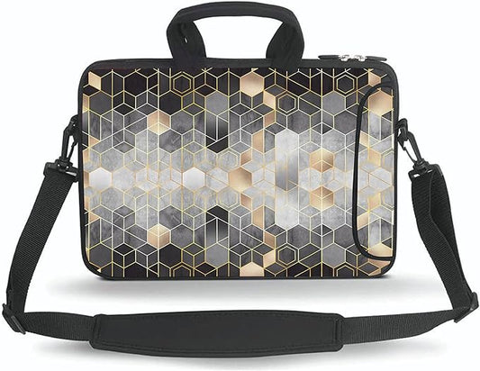 14 15 15.4 15.6 inch Messenger Bag Carrying Case Sleeve with Handle Accessory Pocket Fits 14 to 15-Inch Laptops/Notebook/Ebooks/Kids Tablet/Pad(Geometry)
