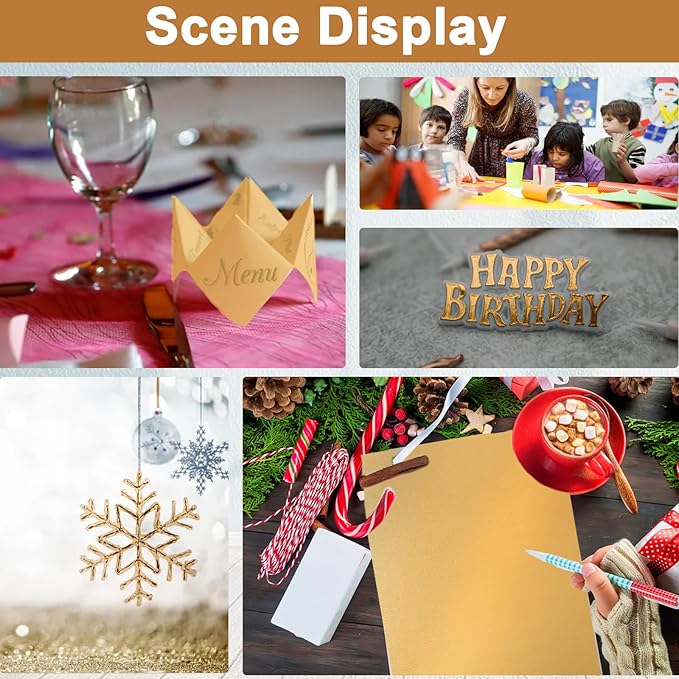 120 Sheets Shimmer Gold Cardstock 8.5 x 11 Metallic Paper, 250gsm/92lb Thick Paper Card Stock for Birthday Decorations, DIY Cards Making, Greeting Cards, Wedding Invitations, School Crafting