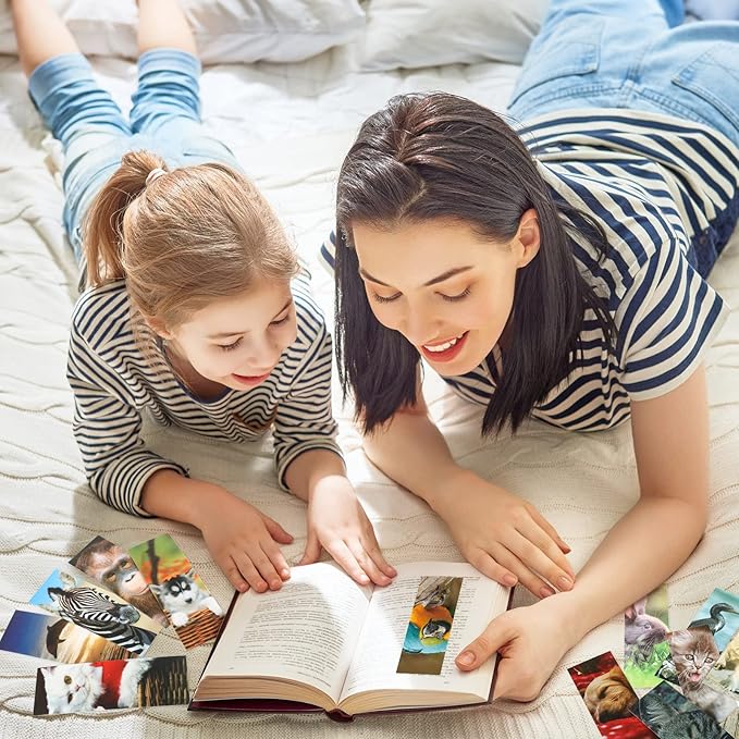 120 Pieces Bookmarks for Kids Set Book Marks Gifts for Kids Inspirational Motivational Paper Bookmark Pack for Book Lovers Adults Teacher Women Funny Reading Gift (Vivid Animal)