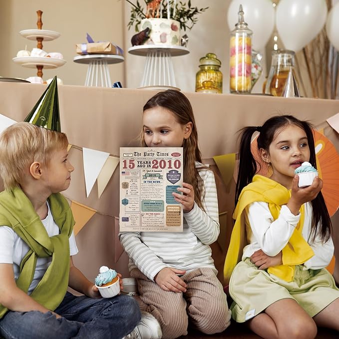 15th Birthday Card, 15 Year Old Birthday Gift for Daughter Son, Retro 15th Birthday Decorations for Boys Girls