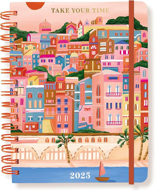 18 Month Hardbound Spiral Planner by Graphique, Jul. 2024 – Dec. 2025 Calendar, Weekly and Monthly Spreads, Page Tabs, Reminder Stickers, 6” x 8”