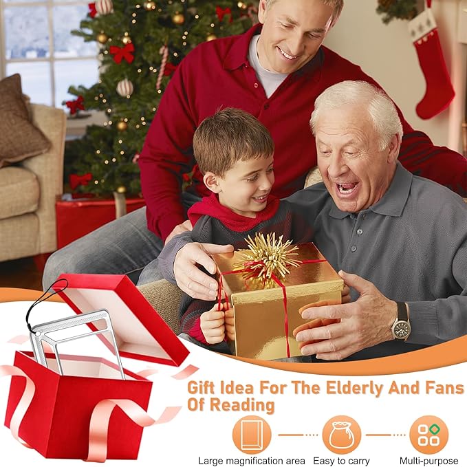 5X Full Page Magnifying Glass for Reading, Lightweight Rectangular Magnifier Provides Large Book Page Viewing Area, Handheld Magnifier for Reading Small Prints for Seniors, Low Vision-Silver