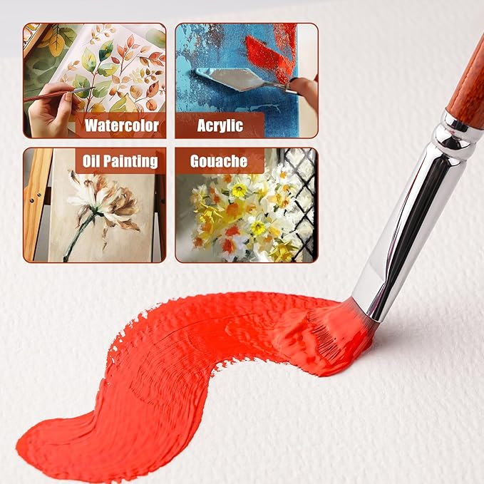 14pcs Acrylic Paint Brushes, Professional Synthetic Bristles Paint Brush Set with Extra Palette Knife - Flat, Filbert, Fan, Dagger, Round, Angle, Rigger Paint Brushes for Oil, Acrylic Canvas Paintings