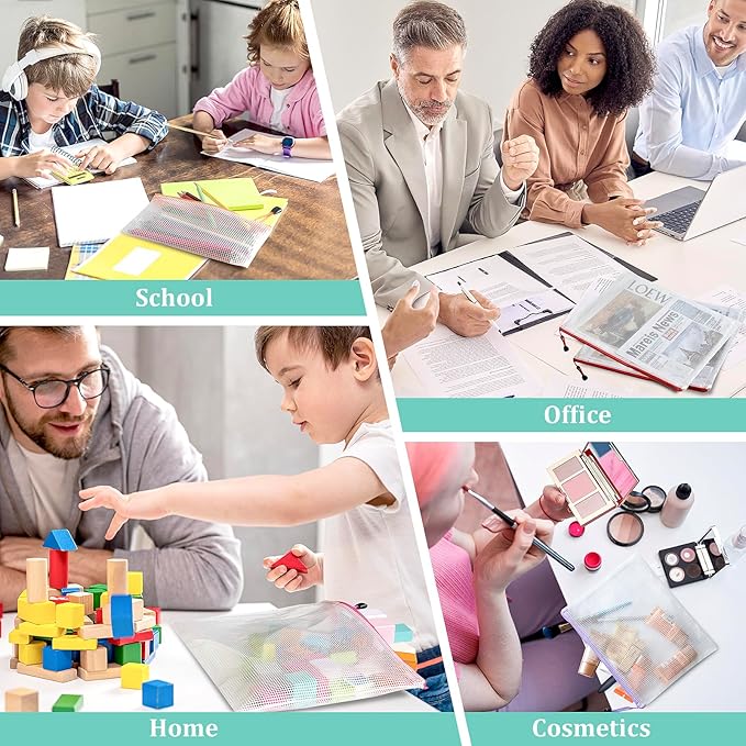 24pcs Mesh Zipper Pouch Bags Small, Pencil Bags With Zipper, 8.1x4.8 Inches Zipper Pencil Pouch, 8 Colors Pencil Pouch Bulk, Reusable Pencil Bags for Office Supplies and Travel Storage