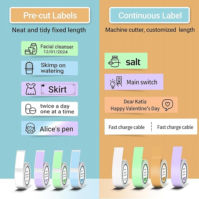 ORGBRO X1 Label Maker Tape, Genuine Thermal Label Print Paper 0.47"×1.57"(12×40mm), Standard Laminated Office Labeling Tape Replacement, 160 Tapes/Roll, 3-Roll, Green/Purple/Blue