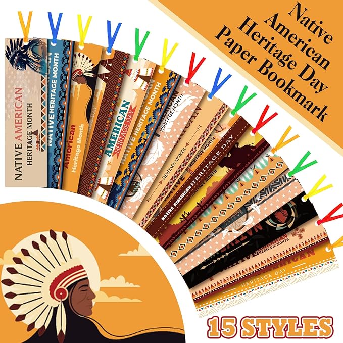 150 Pcs Native American Heritage Month Day Bookmarks Bulk Heritage Month Teacher School Supplies Bookmarks Decorations for Women Native American Classroom Stationery Supplies