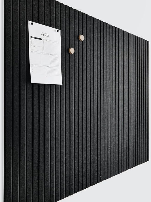 Large Cork Boards for Walls Black Felt Board Alternative - Slat Wall Paneling, Felt Bulletin Board Tiles for Office Decor, Push pin Board Office Wall Organizer -12-Pack (Black)