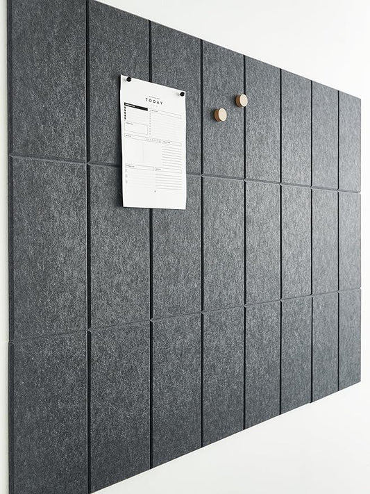 Large Cork Board for Office - Pack of 24 - Black Felt Board Alternative - Felt Bulletin Board Tiles for Office Wall Decor, Push pin Board Wall Organizer for Office (Charcoal Gray)