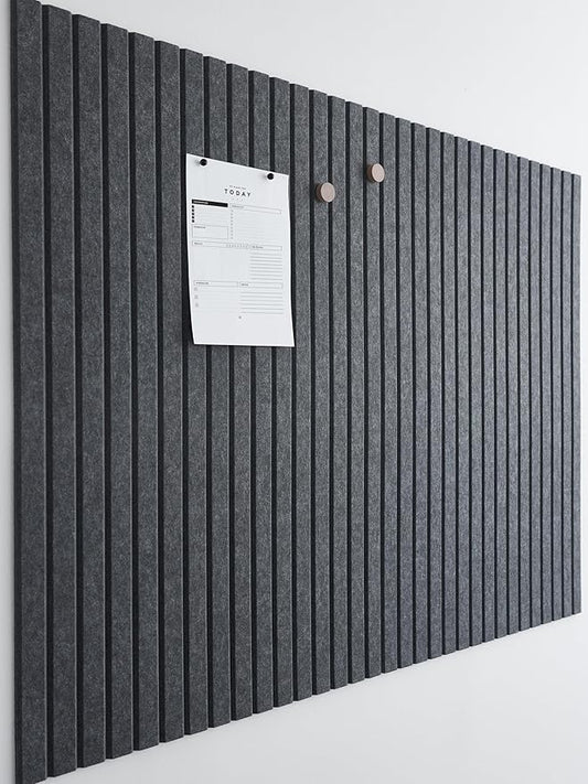 Large Cork Board for Office Black Felt Board Alternative - Slat Wall Paneling, Felt bulletin board tiles for office wall decor, Push pin board Wall organizer for office-12-Pack (Charcoal Gray)