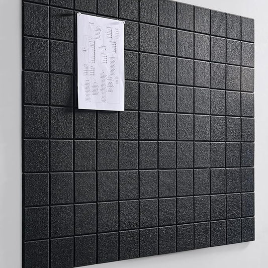 Large Cork Board for Wall 48" X 36", 12 Pack Felt Wall Tiles Bulletin Board Cork Boards for Walls, Felt Board Pin Board Tack Board Corkboard for Office (Black)