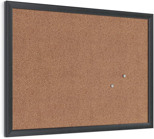 U Brands Cork Bulletin Board, 18" x 24", Black Wood Frame (026U00-01)