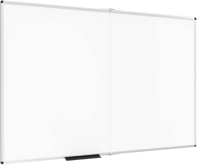 VIZ-PRO Dry Erase White Board/Magnetic Foldable Whiteboard, 48 X 36 Inches, Silver Aluminium Frame
