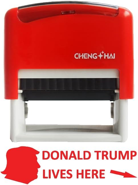 Donald Trump Lives Here Stamp Trump Merchandise Merch Gift Office Novelty Self Inking Stamp for Money