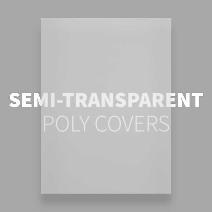 Binditek 50 Pack 12 Mil Frosted Polycover, Semi-Transparent Binding Presentation Covers, 8-1/2 x 11 Inches, Lightly Textured Sand Finish, Square Corners, Un-Punched Binding Front and Back Covers