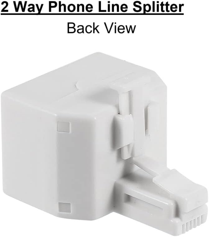 2 Way Telephone Splitter Wall Jack Adapter, 4 Pack, White, 1 Male to 2 Converter Cable RJ11 6P4C Telephone Adapter and Separator for Landline onto Wall Jack, Applied for Phone, Fax, Modem