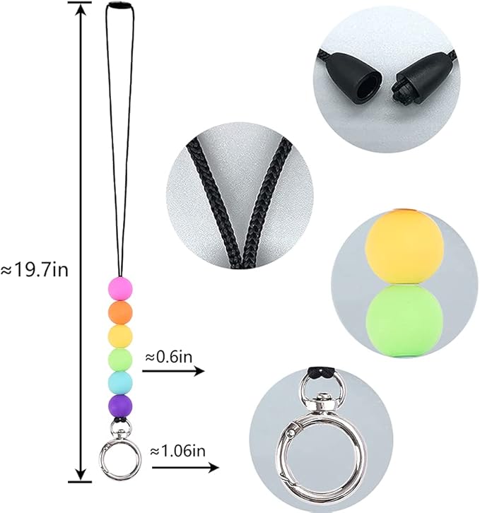 POPLOPP Teacher Lanyards for ID Badges and Keys, Cute Silicone Beaded Lanyard for Women Nurse Employees Students