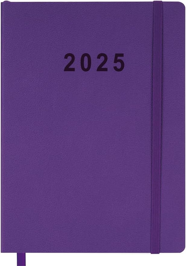 2025 Planner - Weekly and Monthly Planner Jan to Dec 2025, Vegan Leather Cover, Elastic Closure, 7”x9.25”, Purple