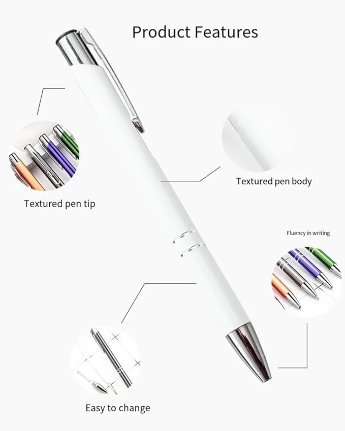 12 Pcs Stylish quality metal ballpoint Pens, Office and School stylus Ball Pen, black ink, soft writing experience (Black)