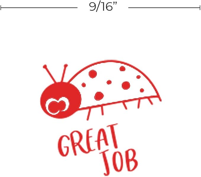 Great Job! Ladybug Stamp / 2000 Plus Self Inking Teacher Stamper/Red Imprint Planner & Worksheet Stamp