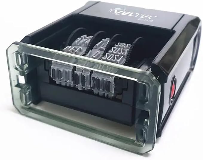 Self Inking Date Stamp with Month, Day, Year - Easy to Use & Adjust, Rubber Head, Sturdy ABS, Uniform Print, 10 Years of Dates, Refillable (Blue)