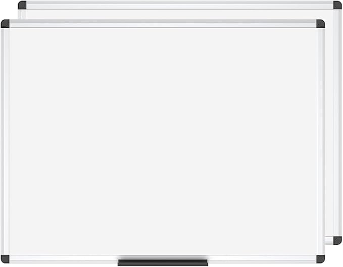 VIZ-PRO Dry Erase Board/Whiteboard, Non-Magnetic, Pack of 2, 36 x 24 Inches, Wall Mounted Board for School Office and Home