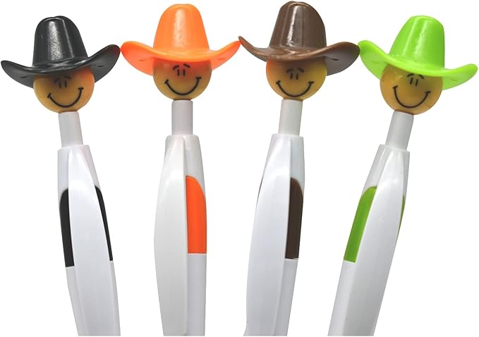14PCS Fun Cowboy Pens Cowboy Hat Pen Novelty Retractable Ballpoint Pens For Adults School Home Office Stationery Store