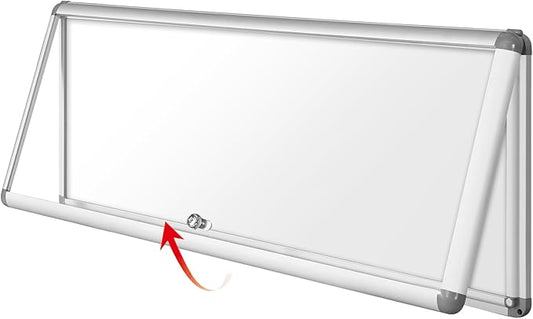 Swansea Lockable Display Cabinet Whiteboard Magnetic Display Cabinet with Aluminium Frame 98 x 36 cm