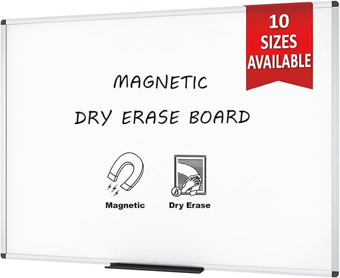 VIZ-PRO Magnetic Dry Erase Board/Whiteboard, 5' X 3', Silver Aluminium Frame