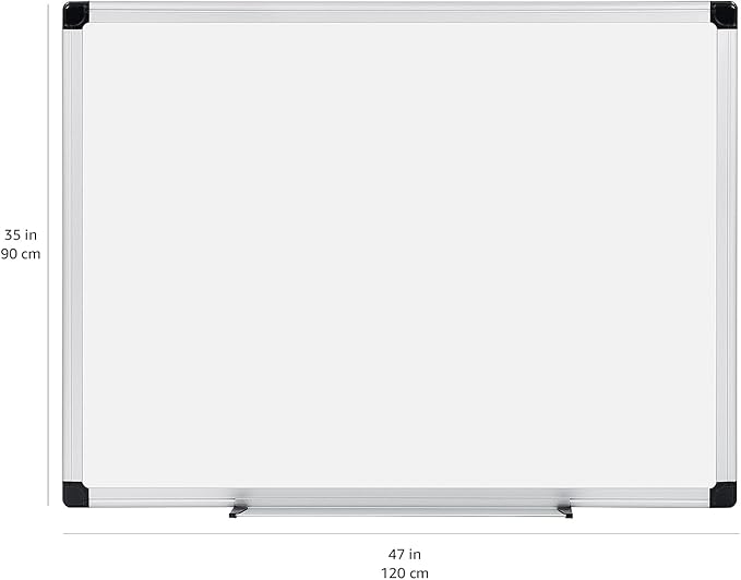 Amazon Basics Magnetic Dry Erase Whiteboard, 36 x 48-Inch, Aluminum Frame, Silver/White