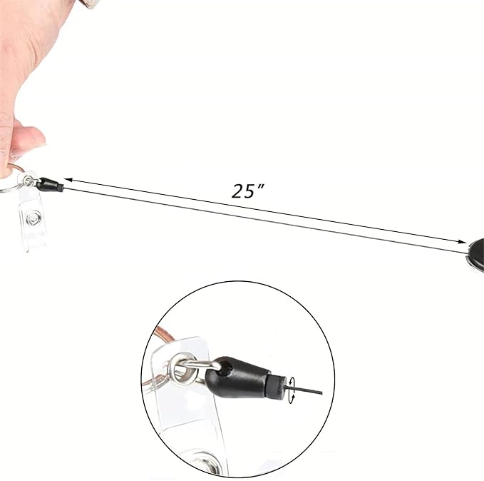 VIQWYIC Retractable ID Badge Holder with Clip, ID Name Badge Reels with Bling Rhinestones Retractable Card Holder for Office Worker Teacher Doctor Nurse (Black)