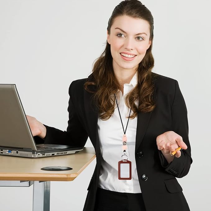 POPLOPP Teacher Lanyards for ID Badges and Keys, Cute Silicone Beaded Lanyard for Women Nurse Employees Students