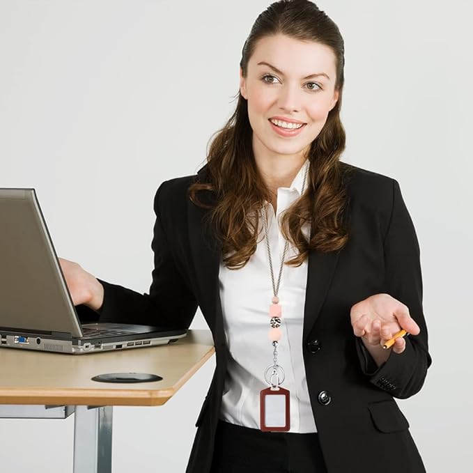 POPLOPP 4PCS Teacher Lanyards for ID Badges and Keys, Cute Silicone Beaded Lanyard for Women Nurse Employees Students