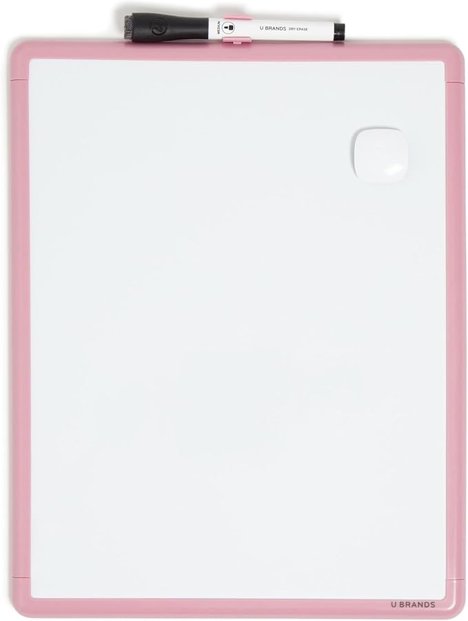 U Brands Contempo Magnetic Dry Erase Board, 11”x14”, Blush Pink Modern Frame, Includes Magnet and Marker