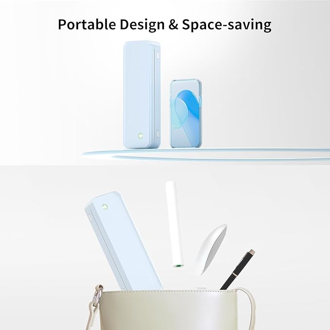 300DPI Portable Printer Wireless for Travel, Inkless Small Bluetooth Printers for Home Use, Compatible with Mobile Phone & Laptop, Support 8.5 x 11 Inch & A4 Thermal Printer Paper, Blue