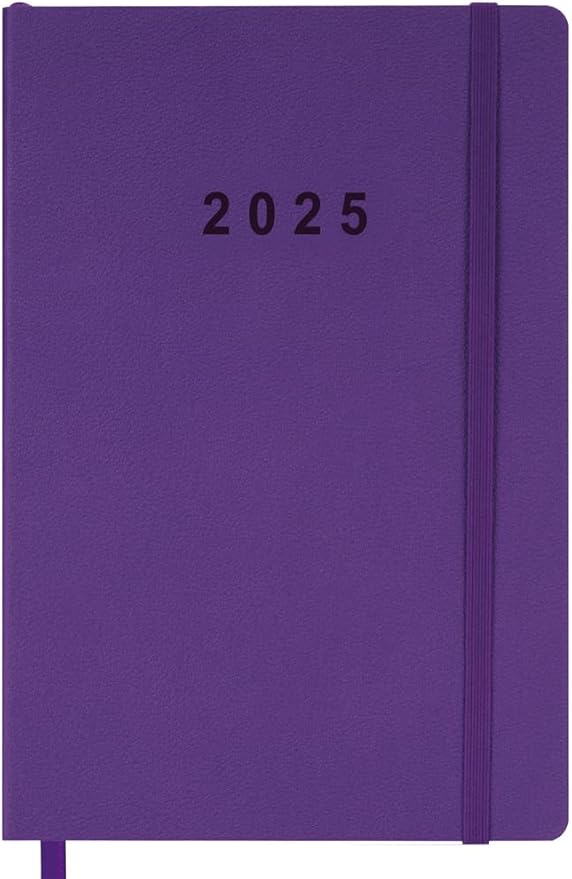 2025 Planner - Weekly and Monthly Planner Jan to Dec 2025, Holidays, Contacts and Notes Pages, Vegan Leather Cover, Elastic Closure, 5.5”x8.25”, Purple