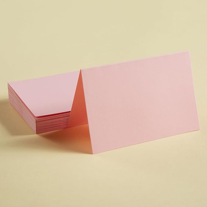 50 Pack Blank Cards Folded Cardstock Thank You Blank Greeting Cards for Invitations, Wedding, Greeting Cards, All Occasion DIY (Pink, 4x6)